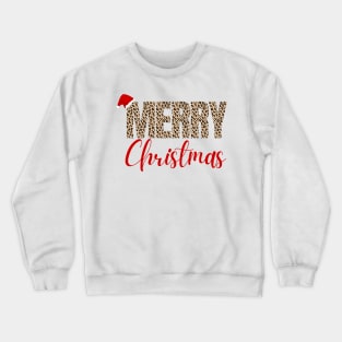 merry christmas leopard print Crewneck Sweatshirt